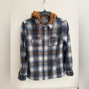 Brooklyn Cloth Blue and Brown Plaid Hooded Jacket